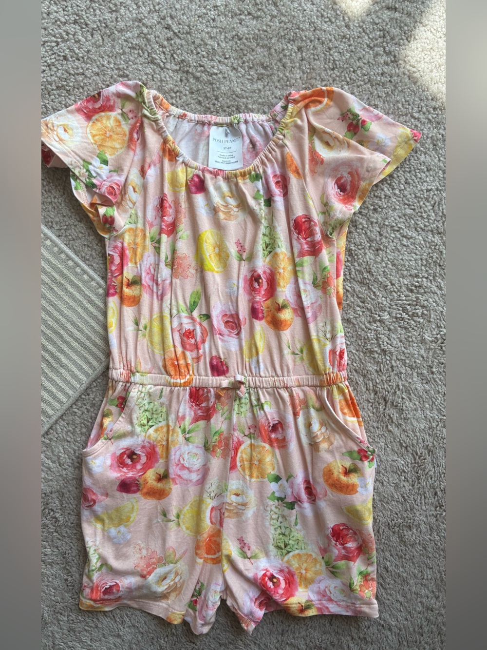 Posh Peanut Pink Floral Elastic Waist Romper